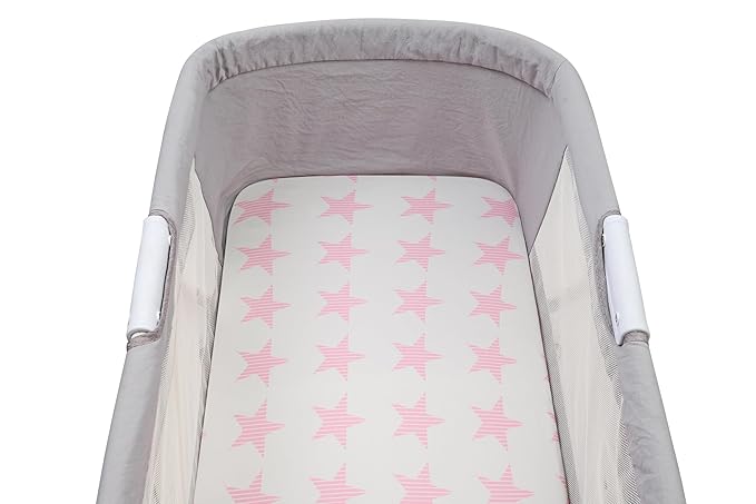 Onacosht Pink Bassinet Fitted Sheets 3 Pack for Baby Girl, Stretchy Soft Knitted Baby Sheet Set Universal for Oval Rectangle and Hourglass Bassinet Mattress, Arrow Star Stripe Printing
