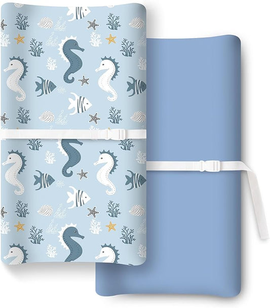 TOTCHILL Extra Stretchy Changing Pad Cover, Ultra Soft Premium Jersey Knit Changing Pad Sheets, Fits All Standard Changing Tables/Dresser Tops, Unisex for Boys Girls - 2 Pack