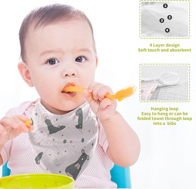 vvfelixl Rat Yoga Poses Baby Burp Cloths Baby Muslin Washcloths for Boys Girls Cotton Baby Face Towel for Newborn Infants Soft and Absorbent 11.8 X 11.8 in, 5 Pack