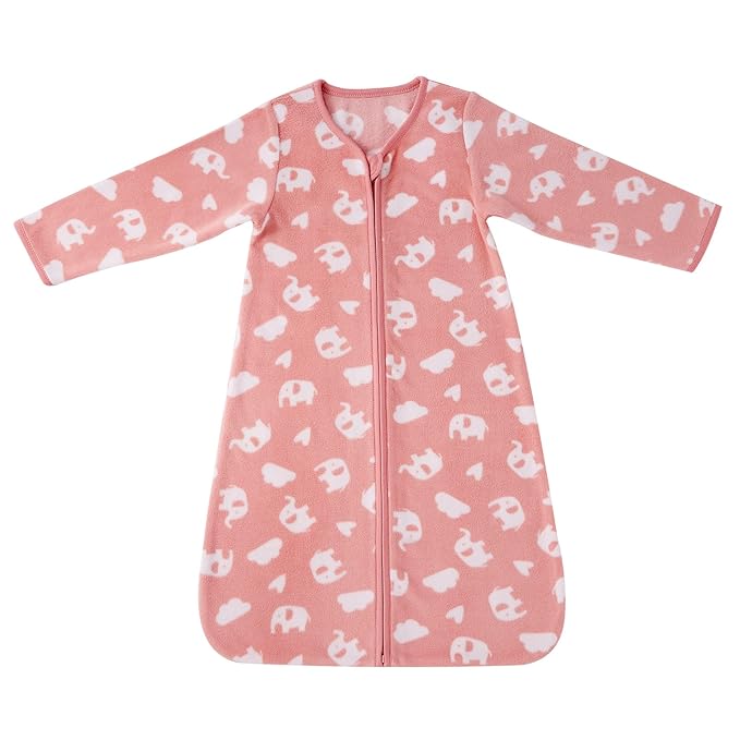 DaysU Micro Fleece Baby Sleep Sack 18-24 Months with Long Sleeves 1.5 TOG, Plush Warm Baby Wearable Blanket with 2-Way Zipper, Baby Girls Sleeping Bag for Toddler, Elephant