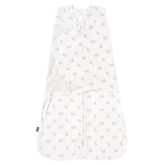 HALO 100% Cotton Sleepsack Swaddle, 3-Way Adjustable Wearable Blanket, TOG 1.5, Floral Vintage Stripe, Small, 3-6 Months