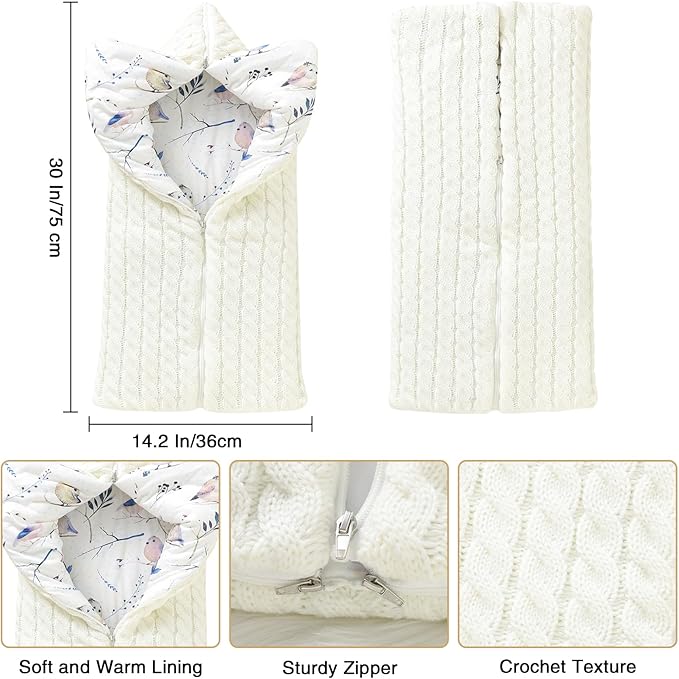 Yanmucy Baby Swaddle Blanket Multifunction Wrap Knitted Sleeping Bag Newborn Baby Receiving Blankets Stroller Wrap for 0-12 Months (Beige)