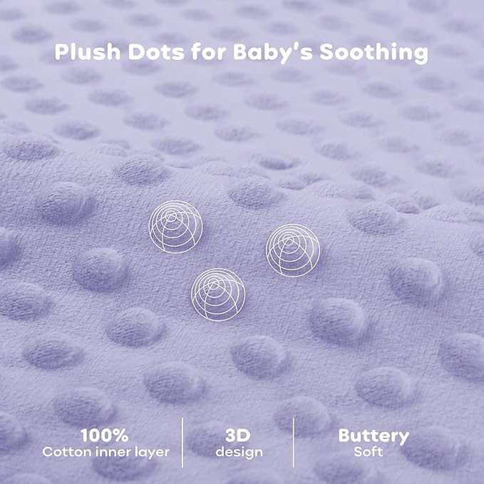 FIEMOL Fleece Baby Sleep Sack 6-12 Months, 1.5 TOG Cotton Baby Wearable Blanket With Soft Plush Dots, 2 Pack Newborn and Infant Warm Sleeping Sack with 2-Way Zipper Pink&Purple