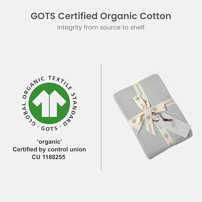 Bioweaves Organic Cotton Muslin Mini Crib Sheet, GOTS Certified Fitted Mini Crib Mattress Sheet, Extra Soft & Breathable for Toddler, Baby Boys & Girls, 38" x 24", 5 Inch Pocket, Hint of Mint