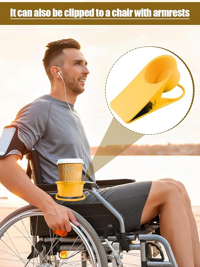 Kalolary Drinking Cup Holder Clip- Chair and Table Bottle Cup Stand The DIY Glass Clamp Storage Saucer Clip Water Coffee Mug Holder Saucer Clip Design for Home & Office, Yellow