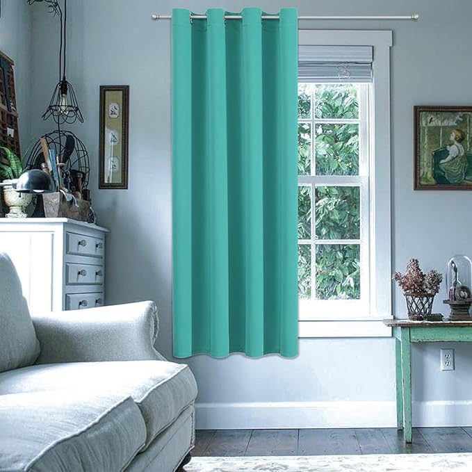 ChrisDowa Grommet Blackout Curtains for Bedroom - Thermal Insulated Room Darkening Curtains for Living Room (1 Panel Set, Teal, 52W x 63L)