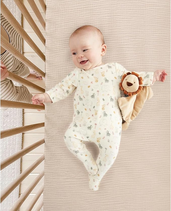 lulumoon Baby Muslin Crib Sheets - Toddler Cotton Fitted Crib Sheets Neutral for Boys and Girls 2Pack