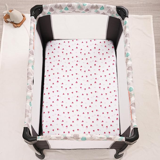 david's kids 3 Pack Mini Crib Sheets, Soft Breathable Premium Pack N Play Sheets for Baby Girls Neutral, Playard and Mini Crib Mattresses, Rainbow
