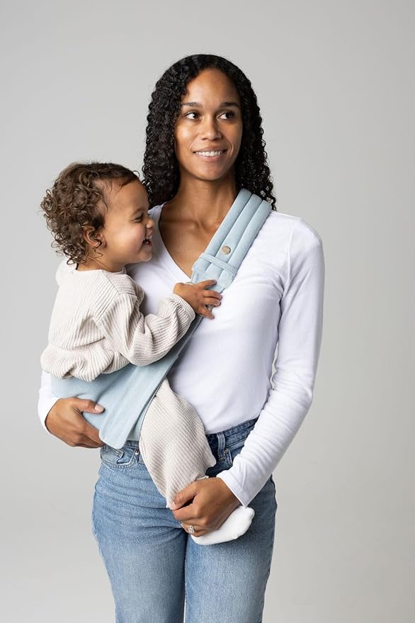 Mabē Monarch Toddler Sling Carrier – Ergonomic Hip Carry Support for Toddlers – Adjustable and Breathable Sling for Easy Up/Down & Comfortable Holding (16–45 lbs, Denim)
