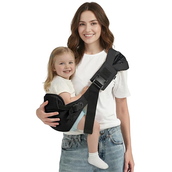 Toddler Sling Carrier, Toddler Carrier Sling, Baby Carriers Hip Carriers with Backrest, Lightweight Travel-Friendly Baby Slings Carriers, Black