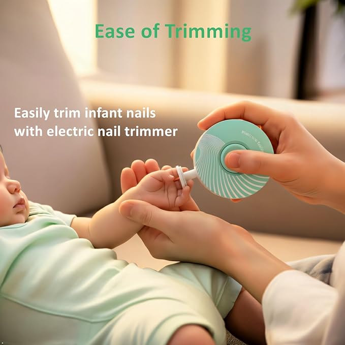 Electric Baby Nail Trimmer, Baby Nail File, Baby Nail Clippers, 6 Grinding Heads, Safe Quiet Baby Nail Grooming Care Kit for Newborn Infant Toddler Adult Battery Operated (Not Included)