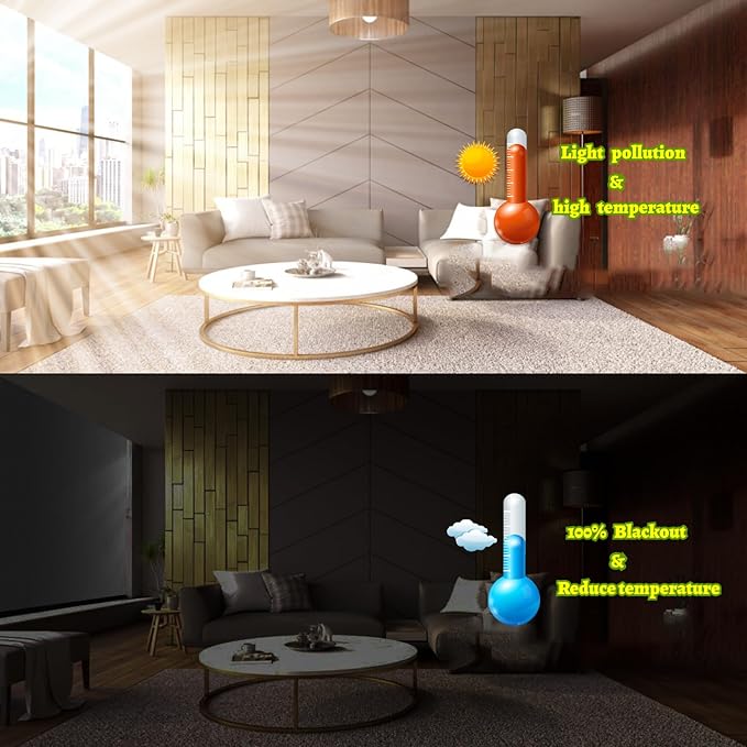 100% Blackout Curtains for Bedroom, 78" x 57" Portable DIY Blackout Blinds, no Drill Blackout Shades & Window Heat Blocker & blinds for indoor windows Pefect for Dormitory, Baby Nursery, Travel