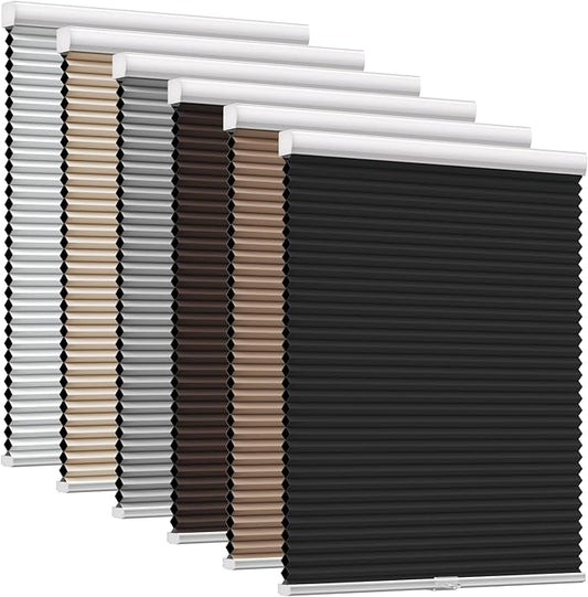 MYshade Cordless Blackout Cellular Shades for Windows, Honeycomb Window Shades with Thermal Insulation, Child & Pet Safe Room Darkening Shade, Easy Install,29" W x 48" H, Black