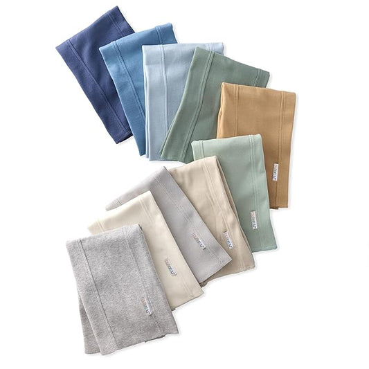 Butterblu Bailey 10-Pack Burp Cloths 100% Organic Cotton Knit for Newborn & Baby Boys & Girls, Seafoam Terra Rainbow, One Size