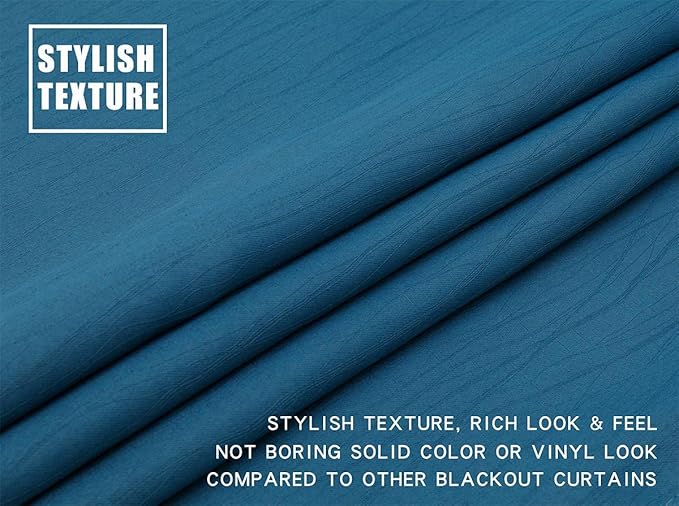 G2000 100% Blackout Curtains for Bedroom & Living Room - 84 Inch Peacock Blue Grommet Curtains with Thermal Lining, Light Blocking, Noise Reducing, 2 Panels
