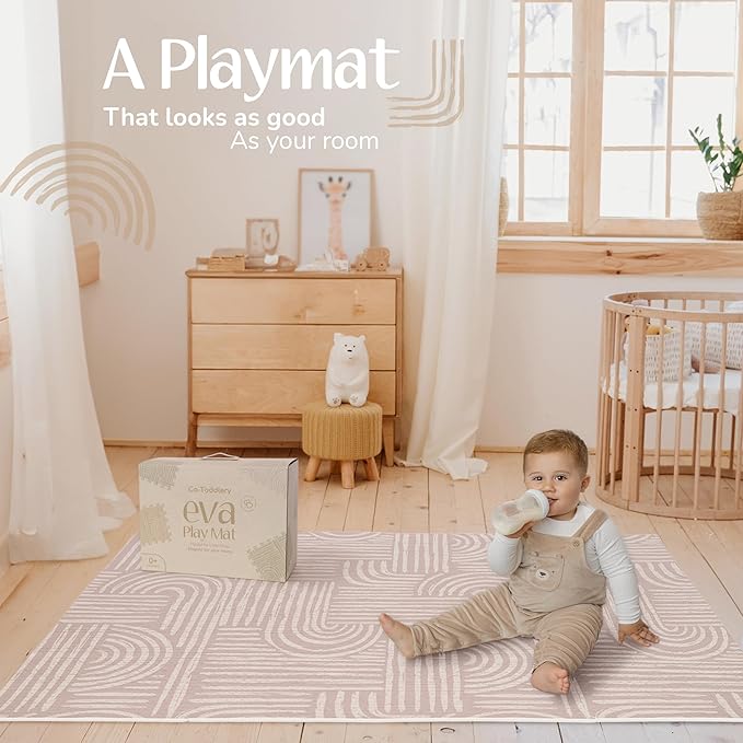 Baby Play Mat – Premium Foam Playmat for Babies & Toddlers, 67" x 48", Neutral Modern Look, Easy-Clean & Non-Toxic, Decor-Friendly Baby Floor Play Mat for Any Room. Co-Toddlery