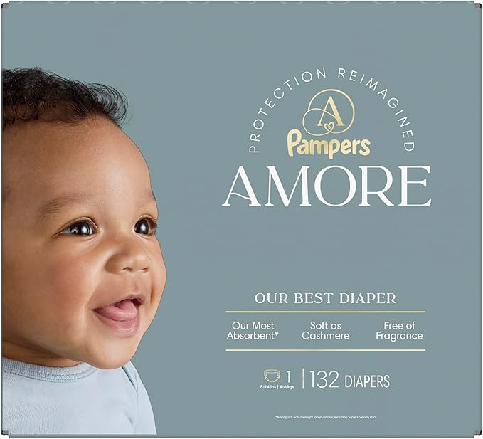 Pampers Amore, Size 1 (8-14 lbs), 132 Count, Our Best Diaper