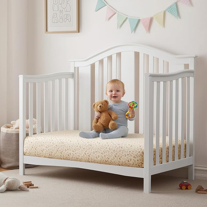 SiinvdaBZX 2 Pcs Muslin Crib Sheets Neutral, Ultra Soft Cotton Breathable Fitted Baby Crib Mattress Sheets for 52"x28" Standard Toddler Mattress (Animals + Acorn)