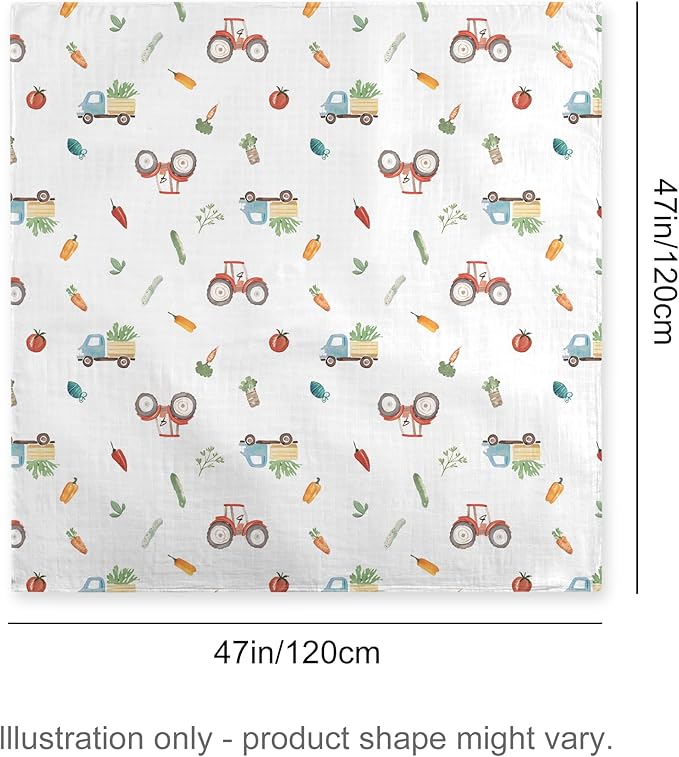 70% Rayon Made from Bamboo 30% Cotton Muslin Swaddle Blanket, 47 x 47 Inches, Cow Print Baby Receiving Blanket, Soft and Breathable, Unisex, 2 Pack