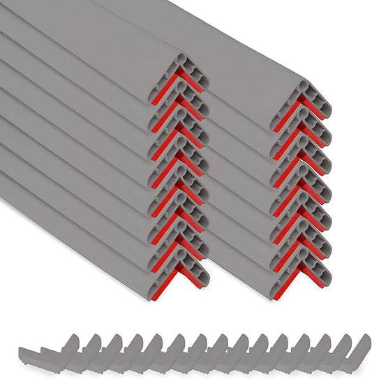 Rubber Bond Wall Corner Guard Edge Protector - 1x1x36 inch Baby Proofing Corner Guards - Self-Adhesive Furniture Edge Strips for Home and Office (15 Pack, Gray)