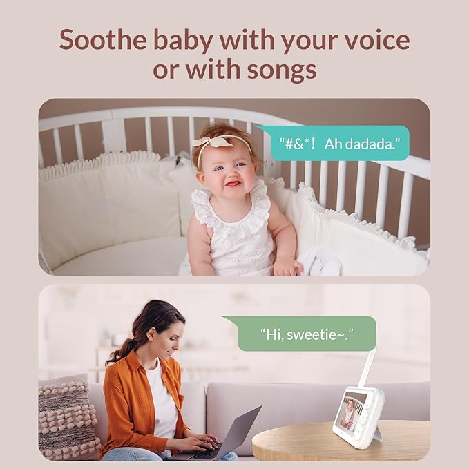 Baby Monitor with Camera and Audio, 5’’ Screen & App, 2.4GHz WiFi Secure Link, Sleep Tracking, Cry Detection, Night Vision, Temp & Humidity Monitor, 2-Way Talk, 5GB Cloud Storage, 4-in-1 Mount