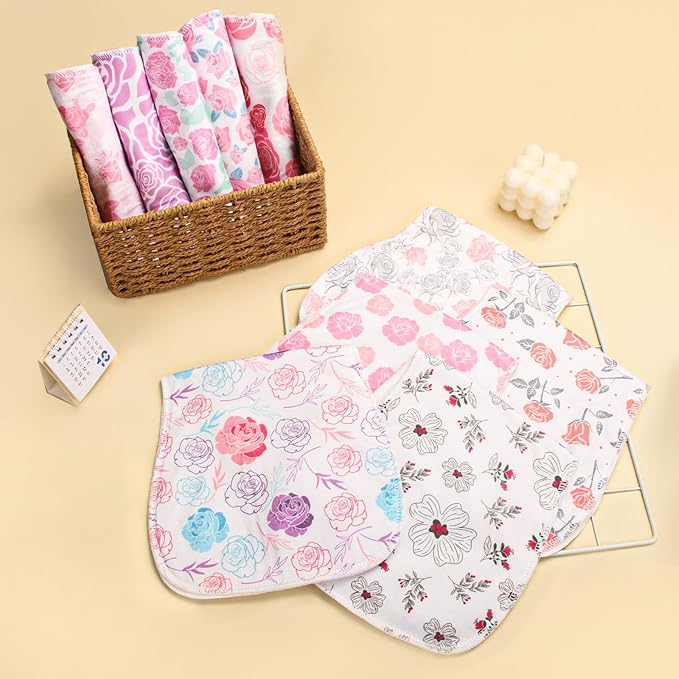 Benoxine 10-Pack Burp Cloths for Baby Boys and Girls - Organic Baby Burp Cloth,Baby Washcloths, Burp Rags, Large Neutral Burp Clothes for Newborn