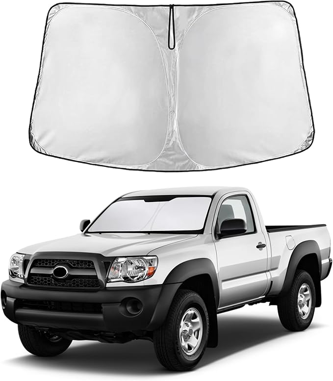 Econour Windshield Sunshade for Toyota Tacoma 2005-2013 2014 2015, Sun Visor for Front Windshield & Window Sun Shade Cover, UV Heat Blocker & Protector, Car Accessories