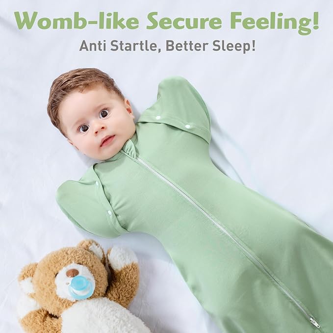 2 Pack Baby Sleep Sack 3-6 Months Soft Cotton Arms Up Swaddle for Newborns Boys Girls, 3-Way Transitional Wearable Sleeping Bag Snug Fit with Removable Cuff Sleeves, 2-Way Zipper Easy Diaper Changing