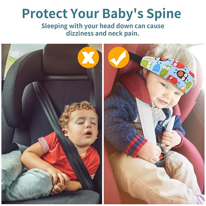 Head Support for Stroller Car Seat - Head Band Strap Headrest for Sleeping Traveling for Toddler Kids Children Child Baby Infant- Pink