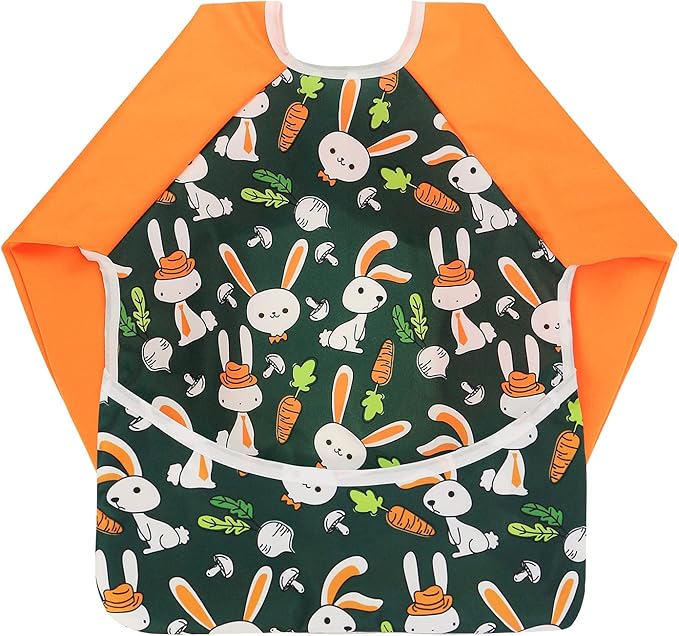 Hi Sprout Infant Toddler Baby Waterproof Sleeved Bib, Bib with Sleeves&Pocket, 6-24 Months