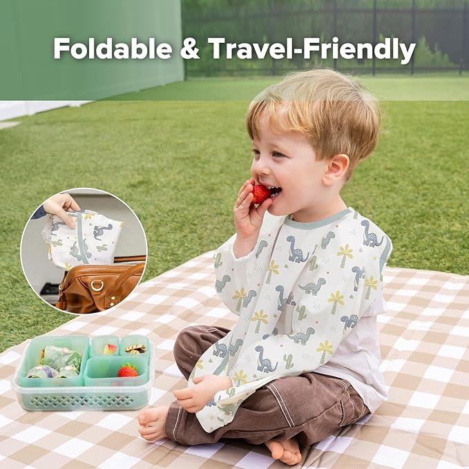 haakaa Long Sleeve Baby Bib, Waterproof & Adjustable Baby Smock Bib for Eating, Painting & Play, Easy Wipe Clean, 6–24M