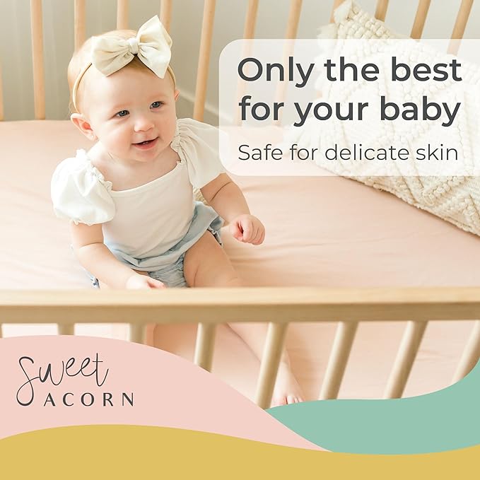 Fitted Crib Sheets - Organic Cotton Jersey Knit Crib Beddings - Fits Standard Baby Crib Mattress - 9" x 28" x 52" - Bay Blue