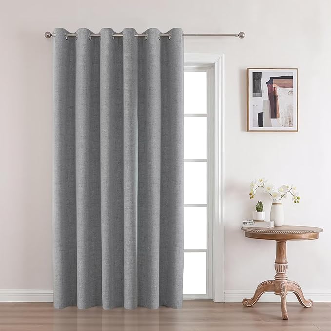 Joydeco Blackout Room Divider Curtains, Extra Wide Sliding Door Drapes Living Room Curtains, Light Grey 1 Panel 70W x 108L Inch Patio Door Drapes for Room Privacy