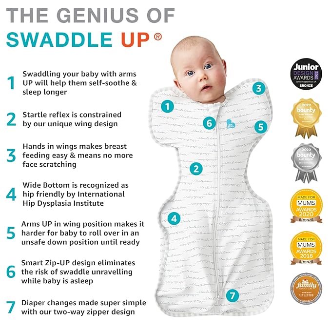Love to Dream Swaddle UP Extra Warm 3.5 TOG, Dramatically Better Sleep, Allow Baby to Sleep in Preferred Arms Up Position for Self-Soothing, Snug Fit Calms Startle Reflex, Olive, Newborn, 5-8.5 lbs