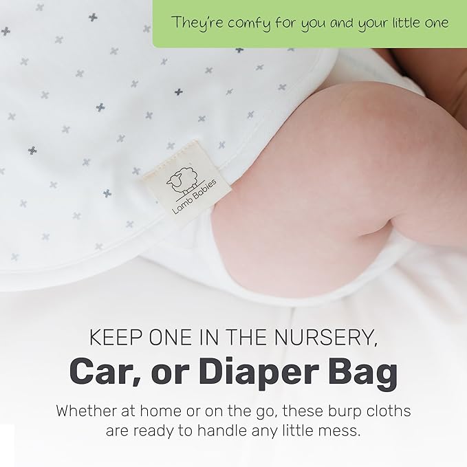 Lamb Babies Posh Baby Cotton Burp Cloths, Absorbent, Lightweight, and Gentle Cotton for Mess-Free Moments, Baby Burp Cloths for Boys and Girls An Essential Addition to Every Parent's Diaper Bag
