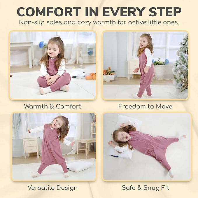 Mama Cheetah Toddler Sleep Sack with Feet 4T - 5T, 2.5 TOG Organic Cotton Baby Sleeping Bag with Legs, Baby Wearable Blankets for Walkers w/ 2-Way Zipper, Baby Sleep Sack for Girls & Boys, XL