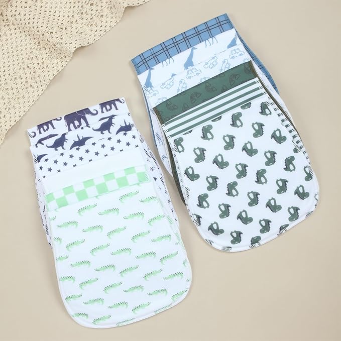 Benoxine 10-Pack Burp Cloths for Baby Boys and Girls - Organic Cotton Baby Burp Cloth,Baby Washcloths, Burp Rags, Large Neutral Burp Clothes for Newborn (Multicolor-f)