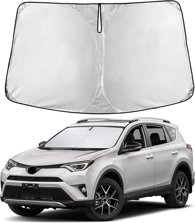 Econour Windshield Sunshade for Toyota RAV4 2013-2016 2017 2018, Sun Visor for Front Windshield & Window Sun Shade Cover, UV Heat Blocker & Protector, Car Accessories