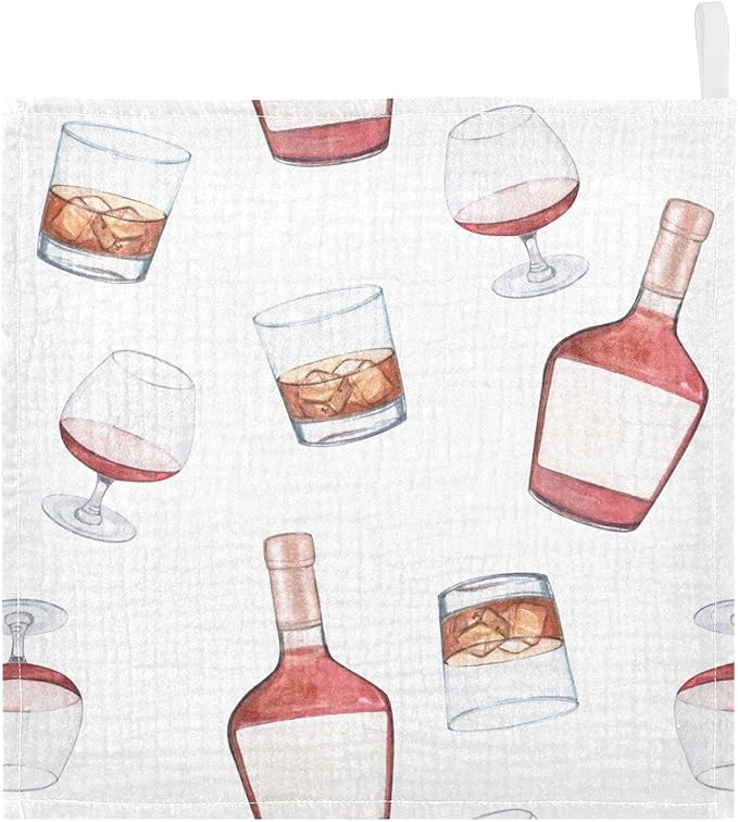 vvfelixl Whiskey Bottles Glasses Baby Burp Cloths Baby Muslin Washcloths for Boys Girls Cotton Baby Face Towel for Newborn Infants Soft and Absorbent 11.8 X 11.8 in, 5 Pack
