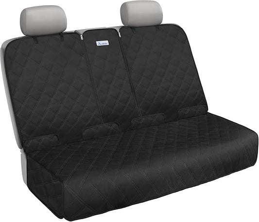 Back Seat Cover for Compact Cars/SUVs Rear Split Bench - 900D Oxford Waterproof Non-Slip Car Seat Protector for Messy Dogs & Kids, Easy Clean(Black)