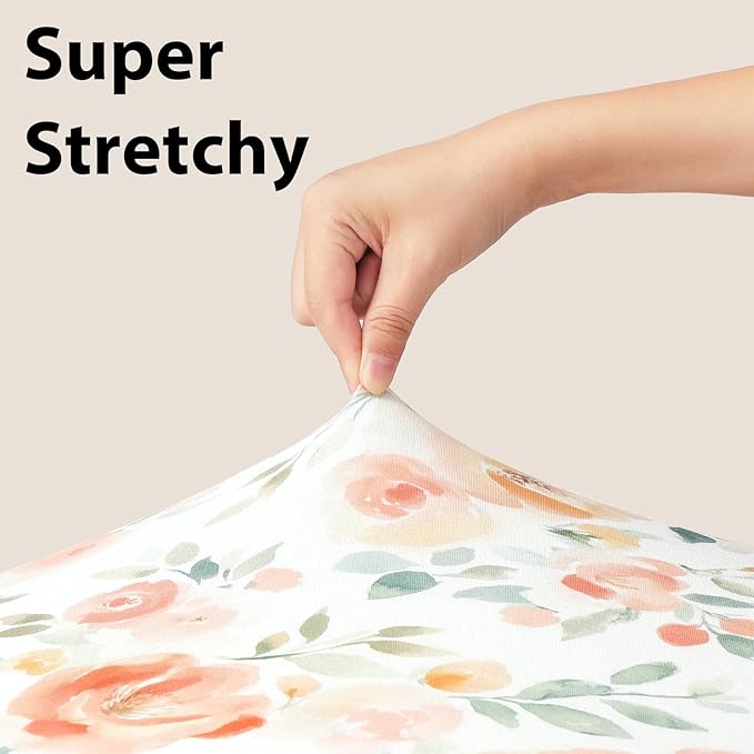 Baby Crib Sheets Girl, 3 Pack Toddler Bed Sheets for 52”x28” Standard Toddler Mattresses, Soft Microfiber Fitted Crib Sheets Neutral Orange Watercolor Flower