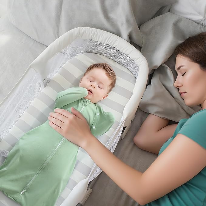 2 Pack Baby Sleep Sack 3-6 Months Soft Cotton Arms Up Swaddle for Newborns Boys Girls, 3-Way Transitional Wearable Sleeping Bag Snug Fit with Removable Cuff Sleeves, 2-Way Zipper Easy Diaper Changing