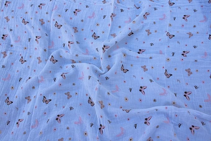 100% Muslin Cotton Swaddle Blankets, Pack of 4, 47 x 47 inches (120 cm x 120 cm), Ultra-Soft, Breathable, Hypoallergenic, 0+ Months (Teddy Bear/Rainbow/Butterfly/Balloon)