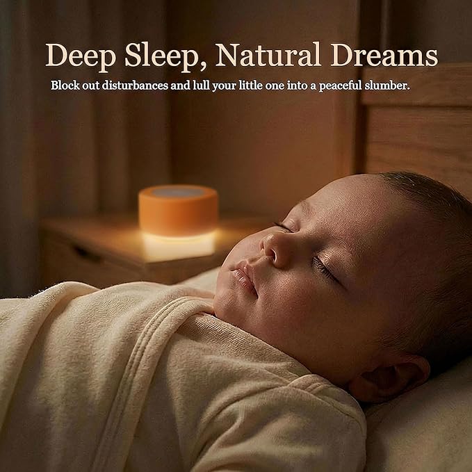 Nursery Lamp with Sound Machine, Mood Lighting, 7 Colors Night Light, 30 Soothing Sounds, White Noises for Baby, Adults. Timer, Plug in, Memory Function, Touch Control