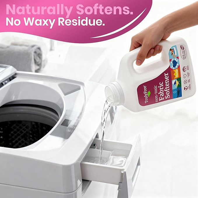 Truly Free Natural Fabric Softener | Plant-Based | Non-Toxic for Babies & Kids Sensitive Skin | Unscented Eco-Friendly Fabric Softener Conditioner | Safe, Gentle & Chemical-Free