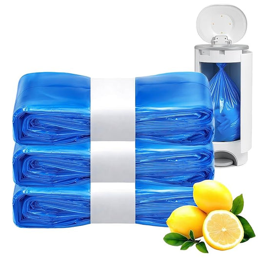 GDLVDI HOME Compatible with Diaper Genie Pails Diaper Pail Refills | 3 Pack Lemon Scent Continuous Long-Roll Liner Refills | Leak-Resistant Odor-Control Disposal Bags for Baby | Easy Cut & Tie Design
