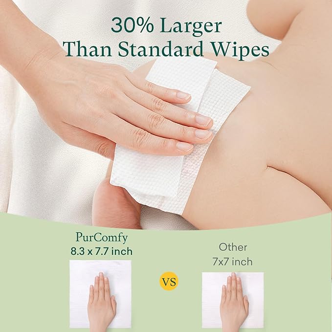 PurComfy Baby Wipes Unscented, 42 Travel Pack 99.9% Water Wipes with Plant Based, Hypoallergenic for Sensitive Newborn Skin, Total 336 Count Wet Wipes