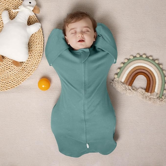 MEXXI Swaddle Baby Sleep Sack With Arms Up, 2 Pack Baby Transitional Swaddle with Double Zipper,0.5 TOG