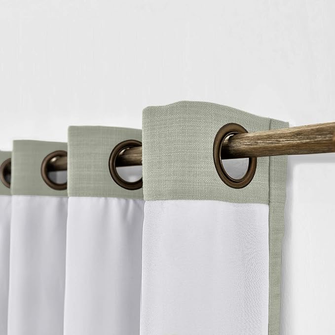 ChadMade 100W x 96L Inch Grey Linen Polyester Curtain Drapes with Blackout Lining, Room Darkening Antique Bronze Grommet Curtain for Sliding Glass Door Patio Door Living Room (1 Panel)