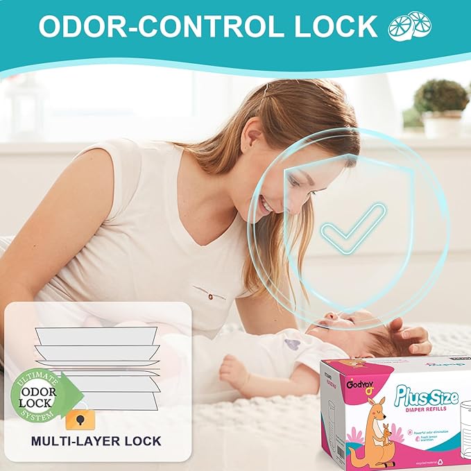 Refills Compatible with DEKOR Plus Diaper Pail Refill Bags| 8 Pack| Super Powerful Odor Eliminator Extra Thick Diaper Pail Bags| Each Holds up to 6032 Diapers| Fresh Lemon Scent| Easy to Replace